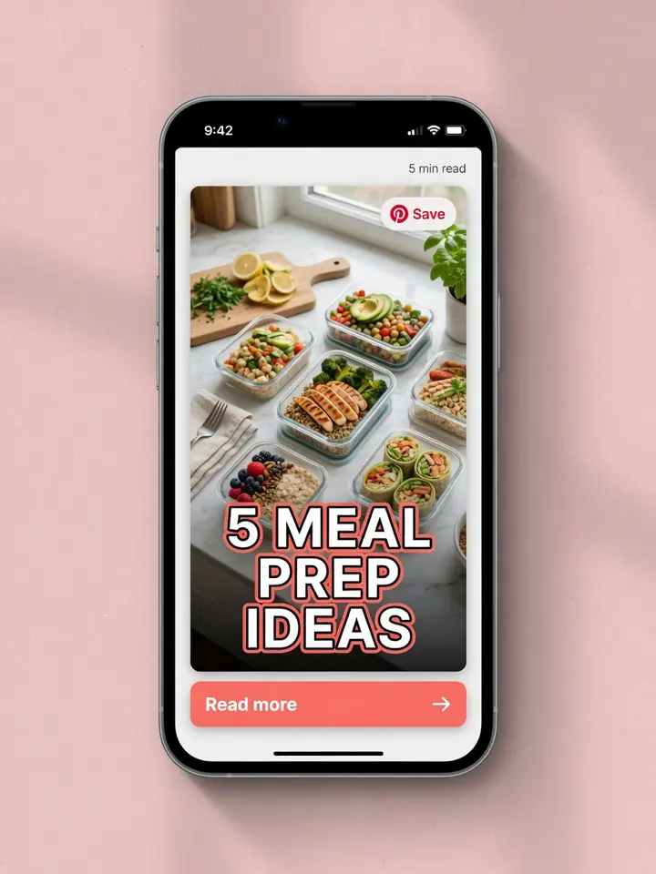Example vertical pin design on a phone mockup with clear headline and call to action