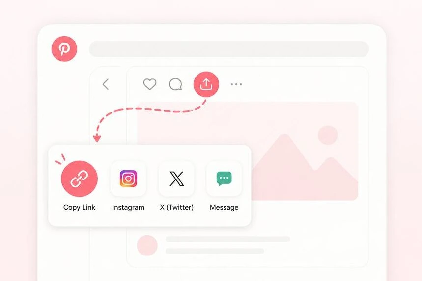 Copy a Pinterest pin link from the share menu